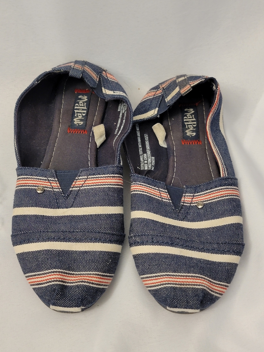 Mad Love Denim Striped Slip-On Flats Size 7
